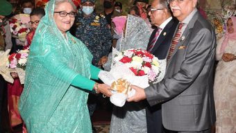 PM, President-elect meet President Hamid at Bangabhaban