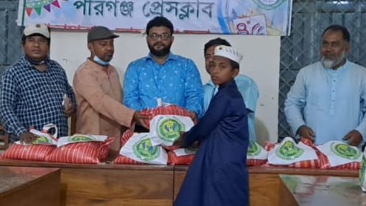 Sristy Human Rights’ distributes ‘Eid gift’ among low income people in Pirganj