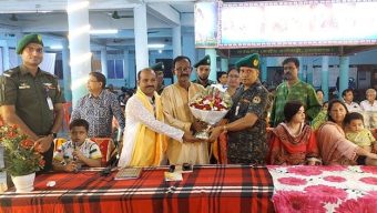 Director of Ansar and VDP visited the Puja Mandap in Gopalganj. Ahsan Ullah