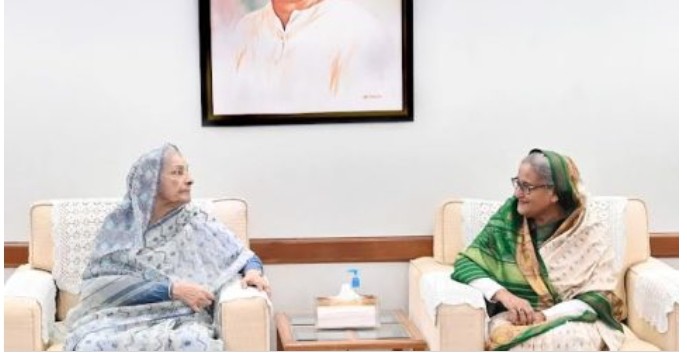 Raushan Ershad meets PM at Ganabhaban