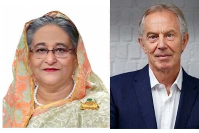 Former Prime Minister Tony Blair congratulates Sheikh Hasina on her reelection as PM