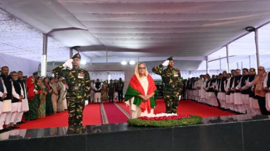 Prime Minister pays rich tributes to Bangabandhu on historic March 7