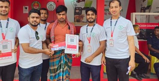 Setting up digital payment booth of AB Bank to prevent fake money in animal market