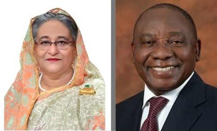 Sheikh Hasina greets Ramaphosa on his re-election as South African President