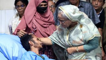 PM visits Kurmitola General Hospital to see mayhem victims