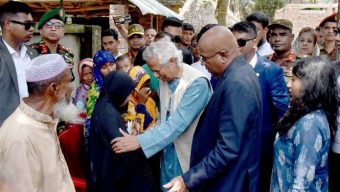 Dr Yunus visits Abu Sayeed’s Rangpur house, consoles his parents