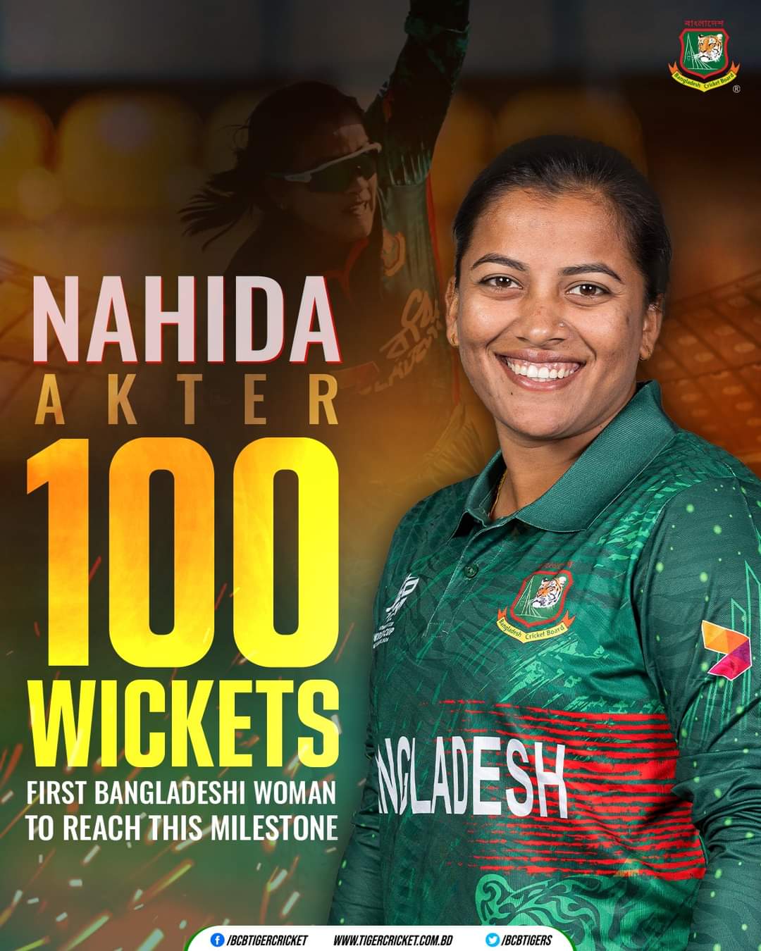 Nahida first Bangladeshi to claim 100-wicket