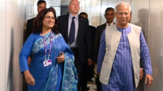 Prof Yunus reaches London on four-day tour