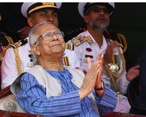 Cheif Adviser enjoys Victory Day fly past, parajump